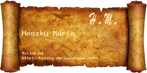 Heszky Mária névjegykártya